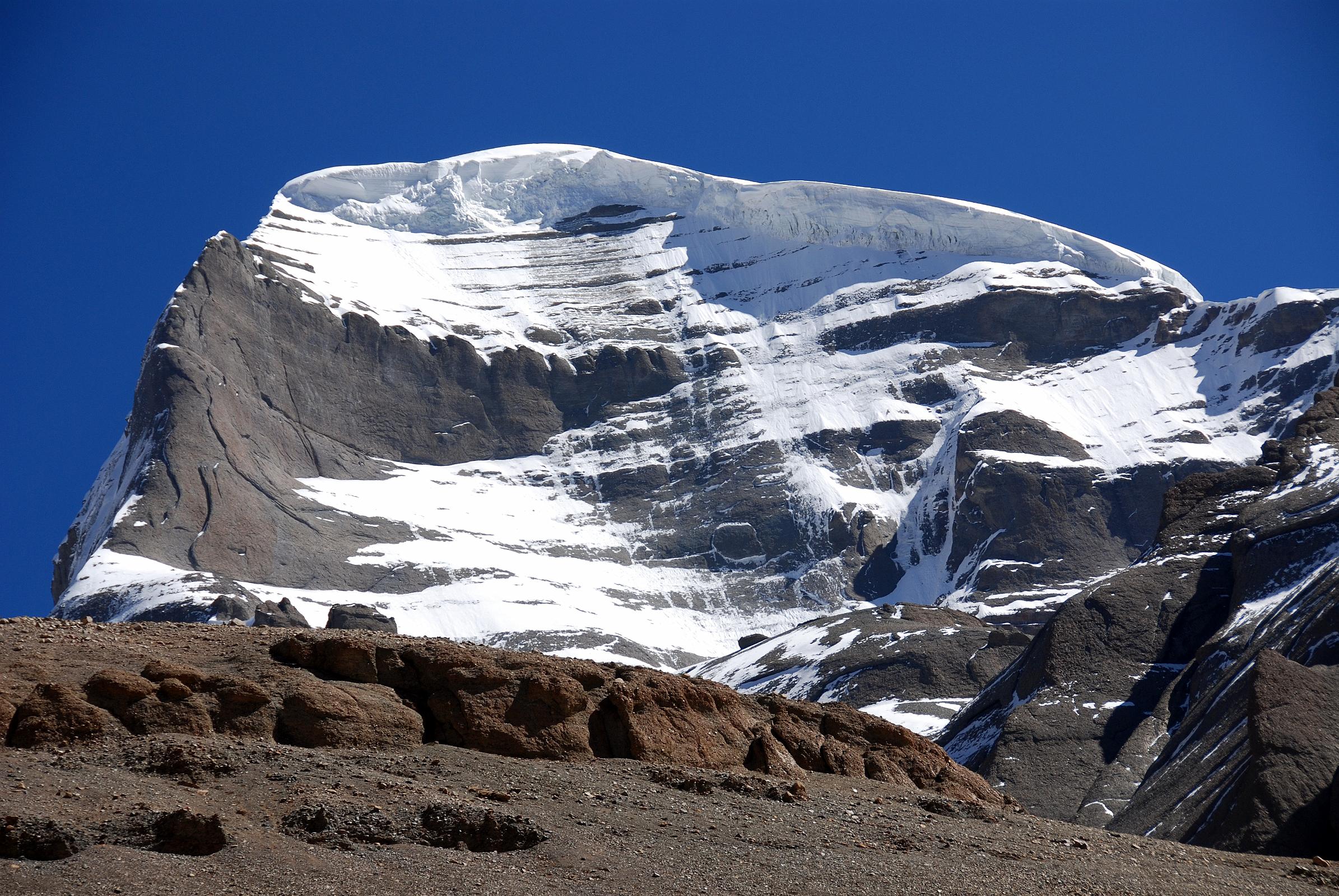 27 Mount Kailash West Face From Tamdrin In The Lha Chu Valley On Mount Kailash Outer Kora The best view of the West Face of Mount Kailash is from Tamdrin in the Lha Chu Valley.